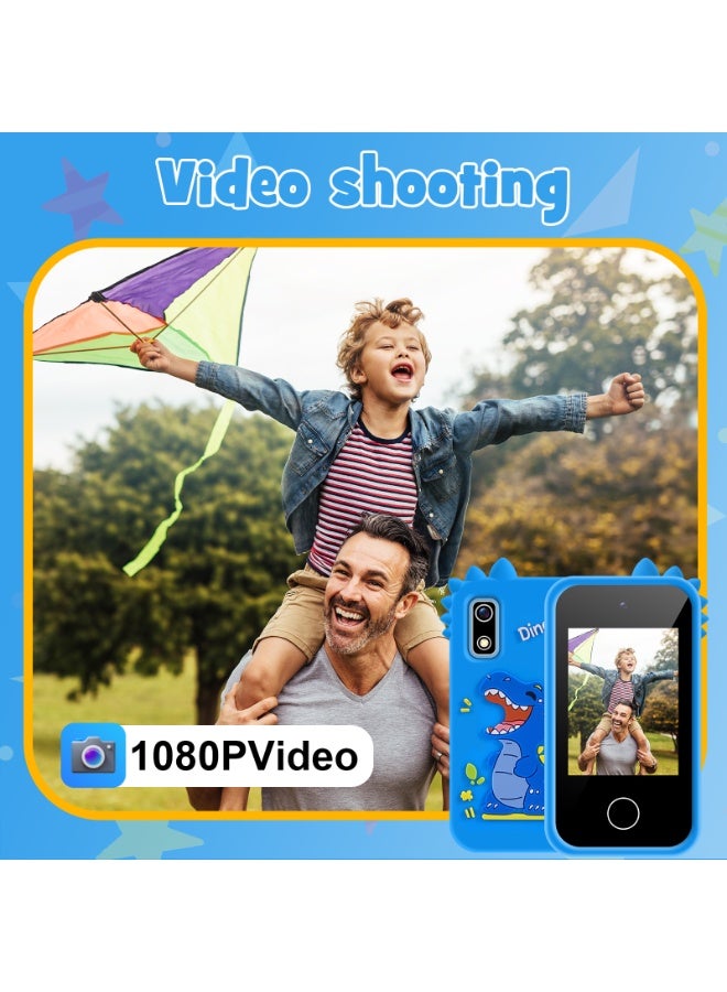 Twisoo Toddler Toy Phone with Touch Screen, Kids Play Phone with Music Player, Learning Games and Dual Cameras, Educational Pretend Smartphone Toy for Toddlers (Blue) - Image 3